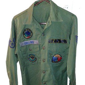 1978 USAF OG-507 utility shirt, patched Prime Beef and Civil Engineering patches